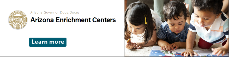 enrichment center ad with kids playing