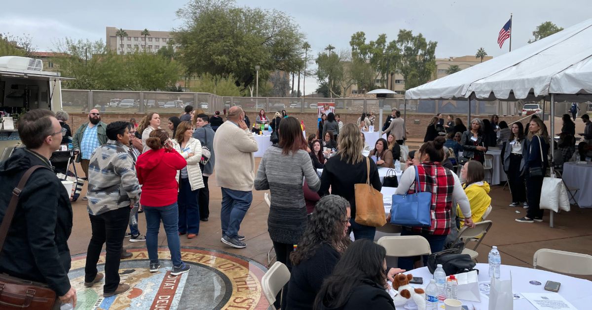 Group of people gathered at Early Childhood Day.