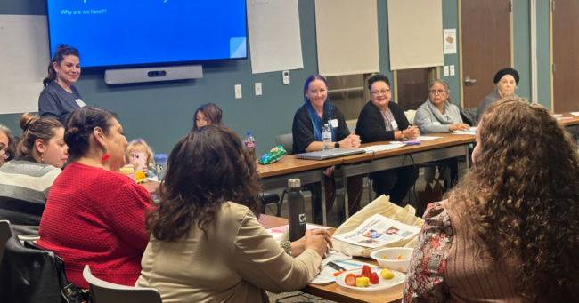 Participants at Globe Community Forum come together to discuss potential solutions for child care challenges in their community.