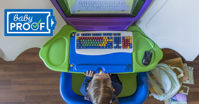 child looking at screen